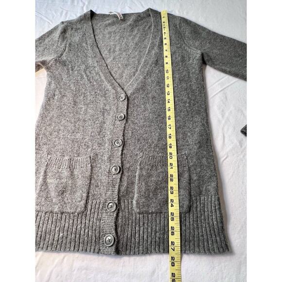Aeropostale Cardigan Sweater 90s Gray Button Front Wool Rabbit Hair Blend MEDIUM - Picture 6 of 7